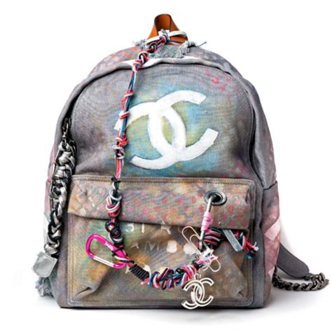 chanel graffiti backpack authentic|Chanel backpack canvas graffiti.